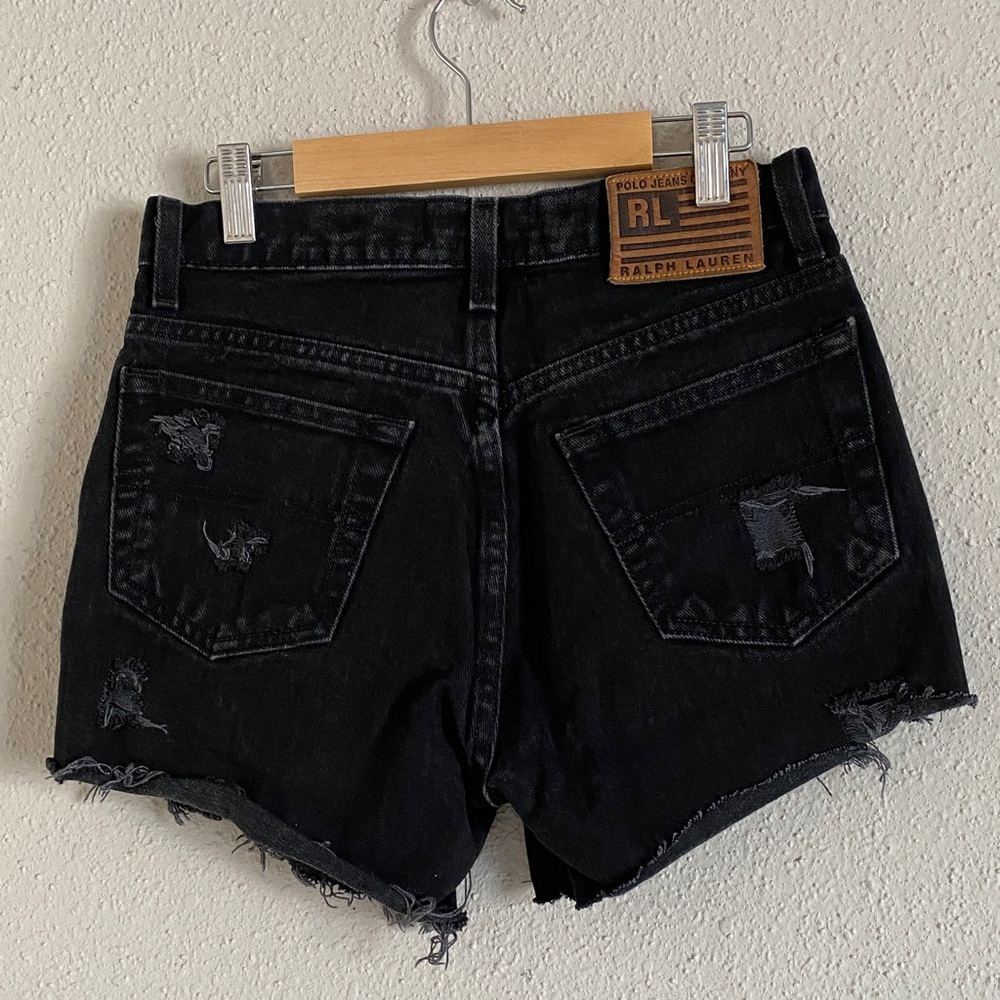 Polo Ralph Lauren Black Distressed Jean Shorts - Picture 3 of 4